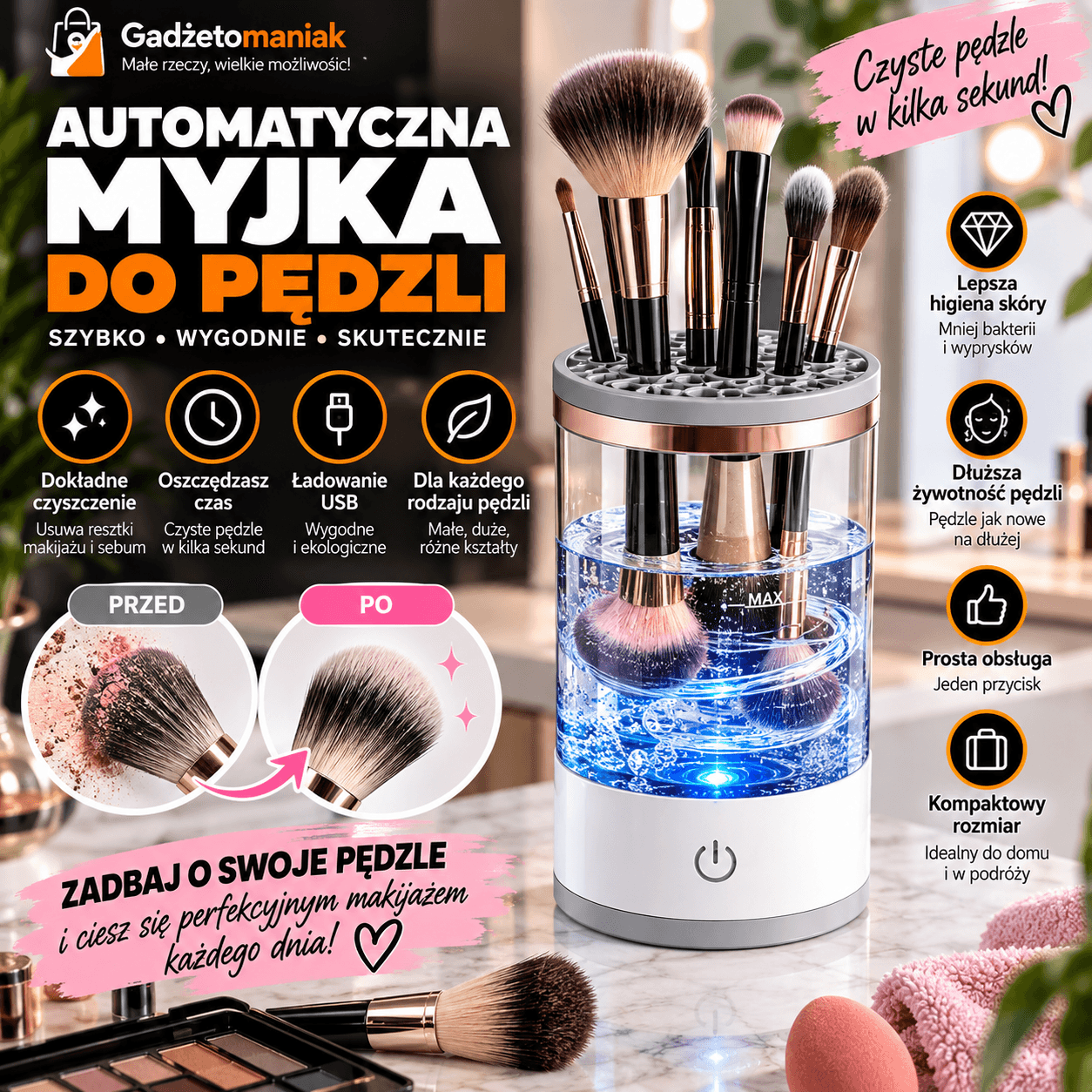BrushSpa – elektryczna myjka do pędzli